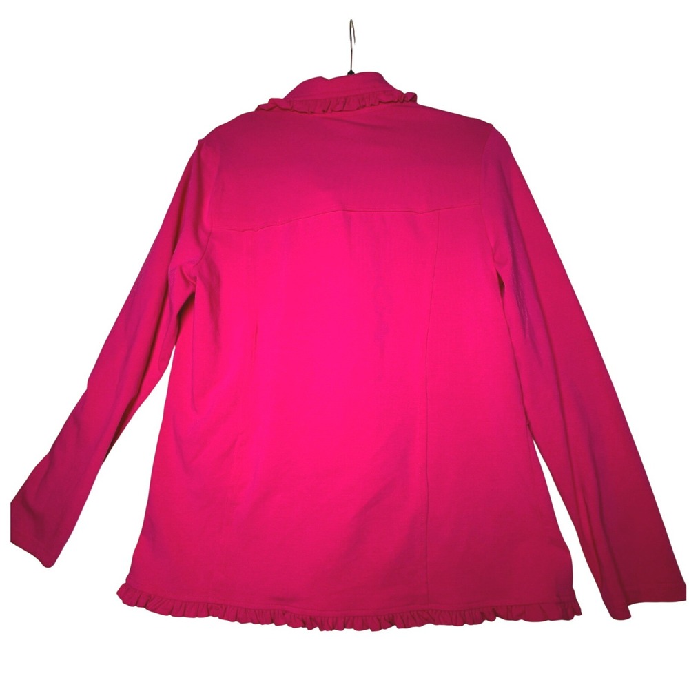 Neon Buddha Pink Ruffle Knit‎ Jacket Button Front Cotton Cardigan Small - Picture 3 of 6